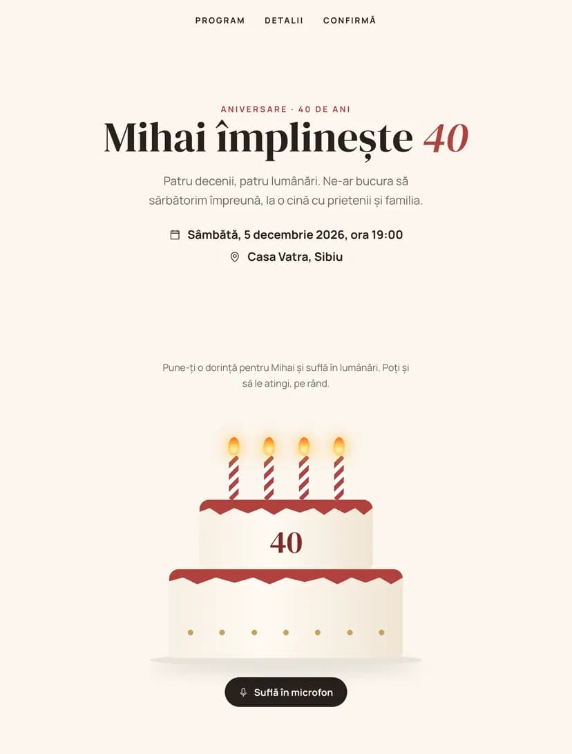 Cake with Candles digital invitation template