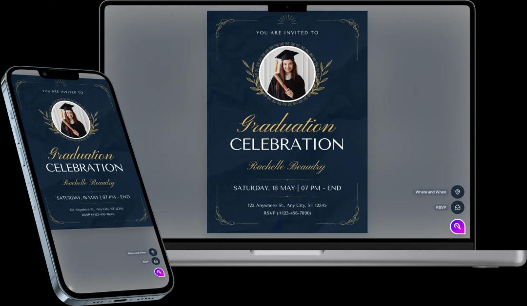 Blue & Gold Vintage Elegant Graduation