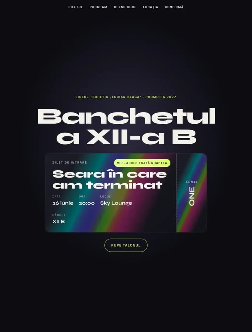 Model de invitație digitală Banchet VIP