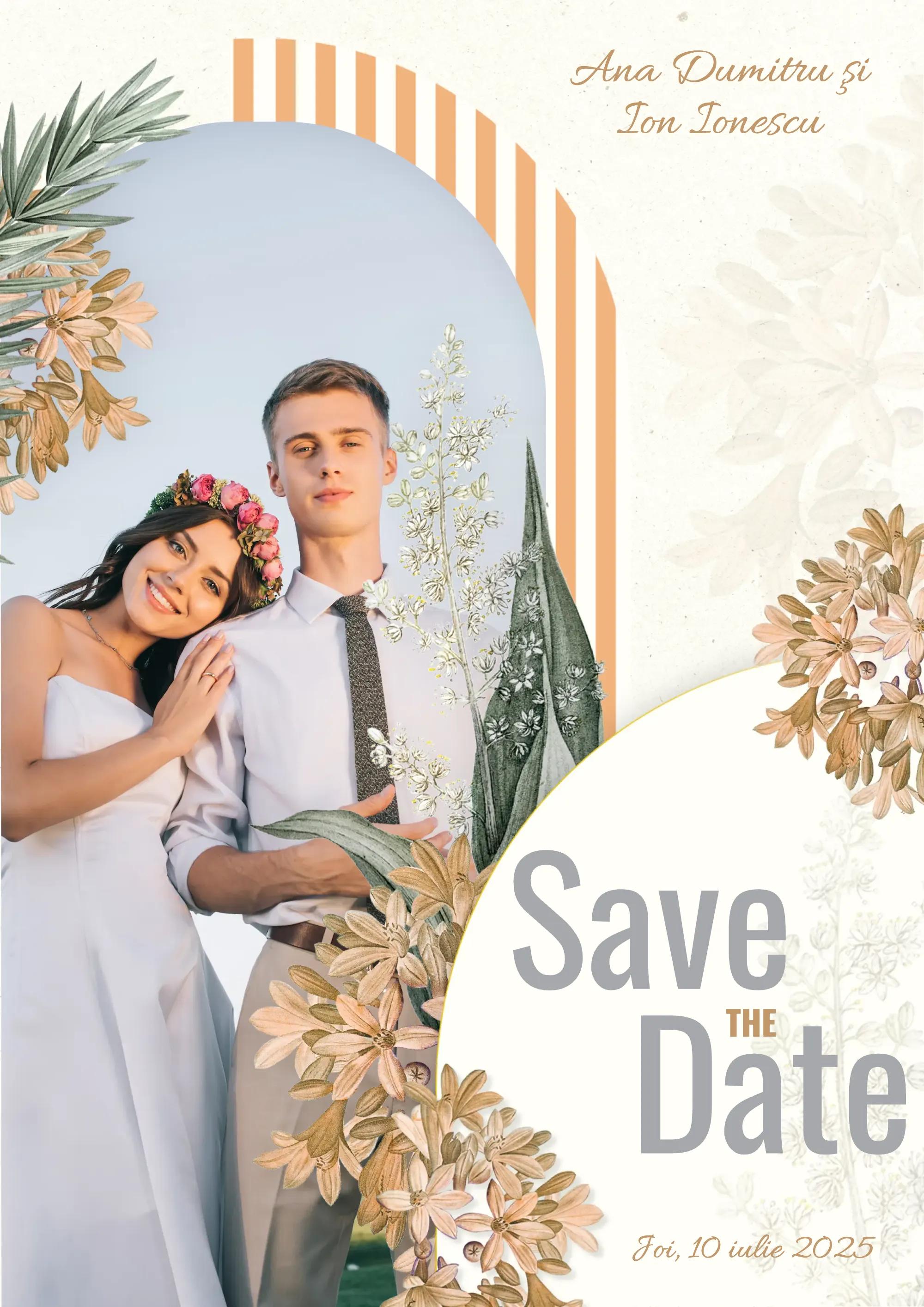 Model de invitație digitală Beige Botanical