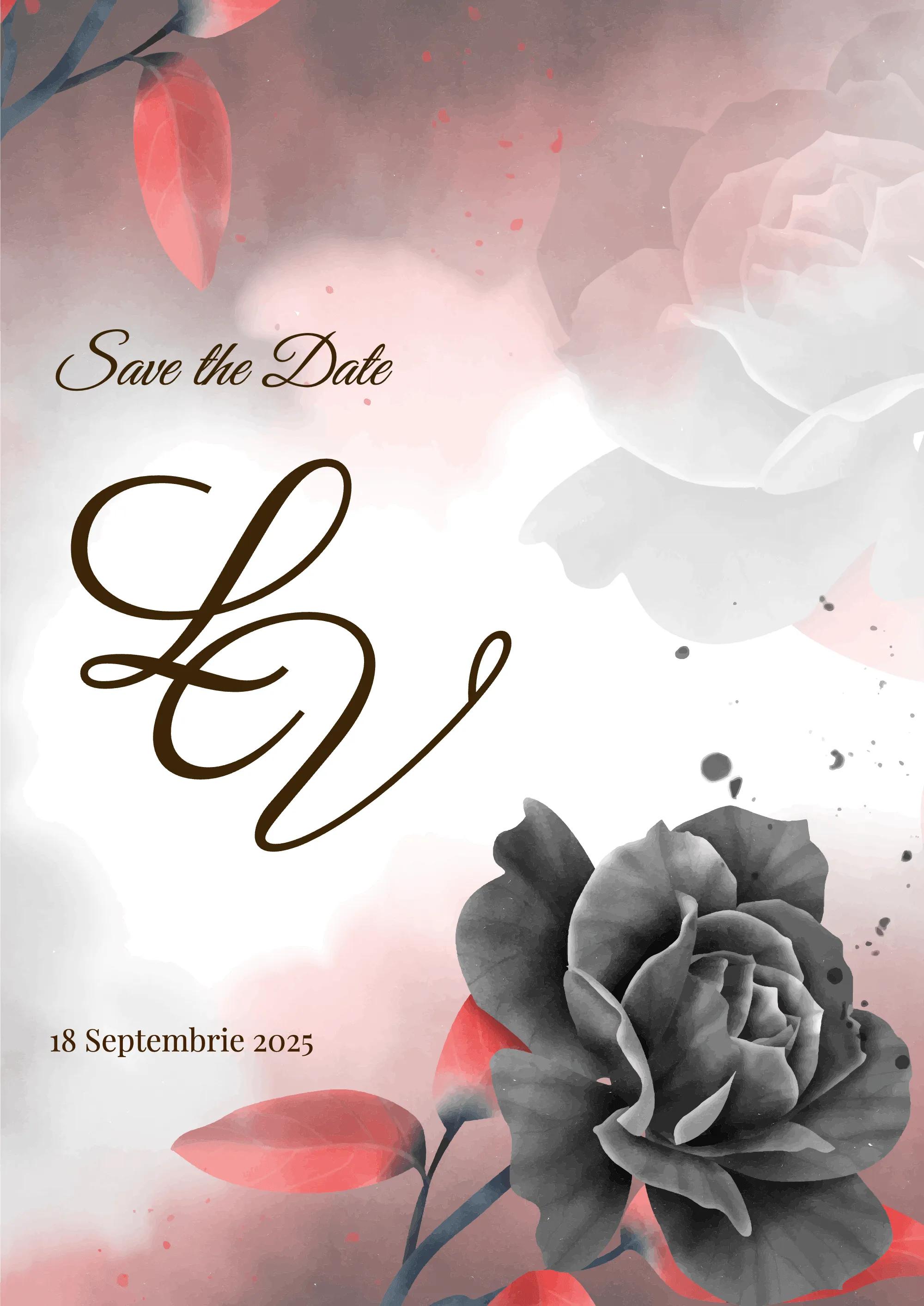 Model de invitație digitală Black rose