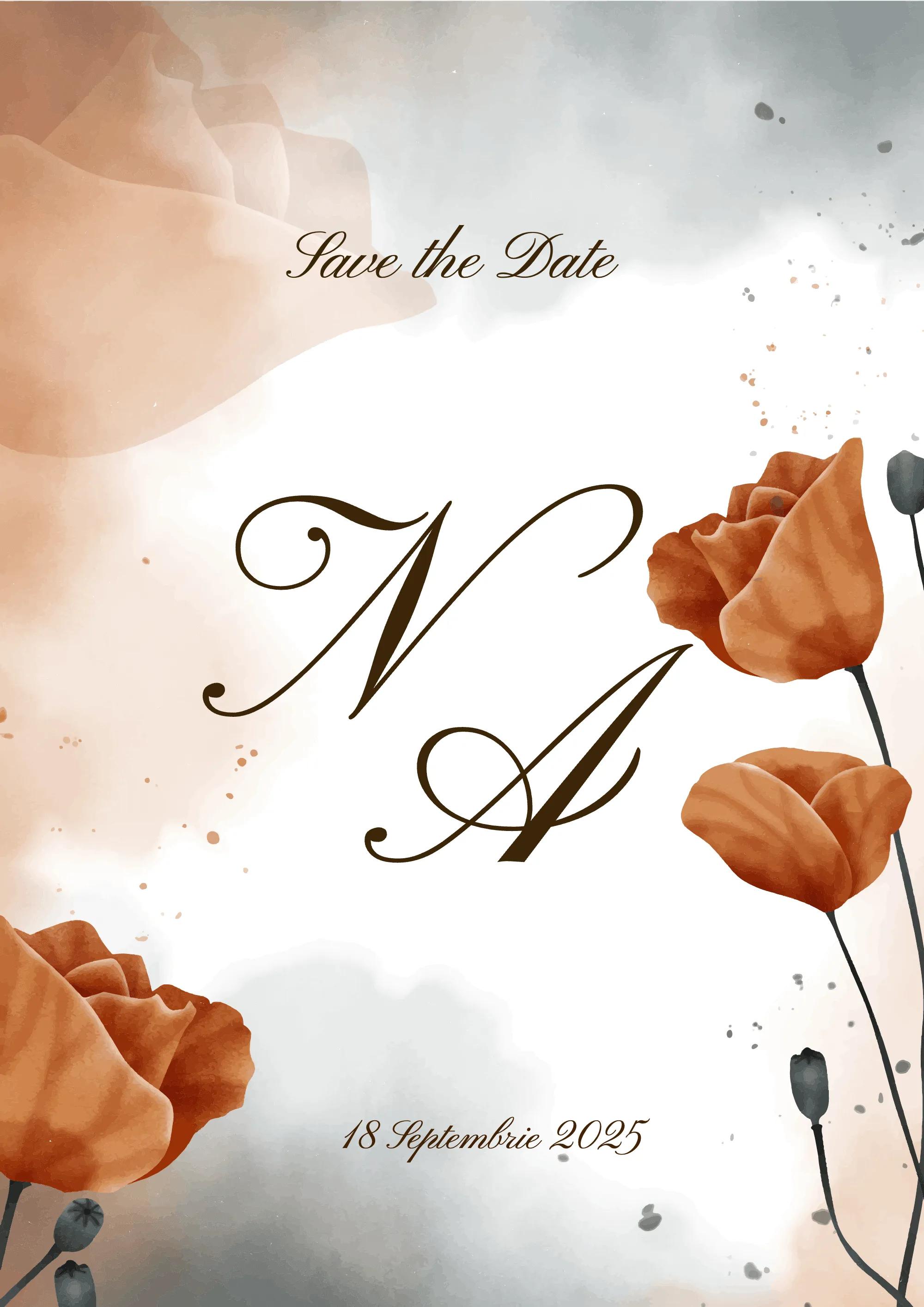 Model de invitație digitală Orange Flower