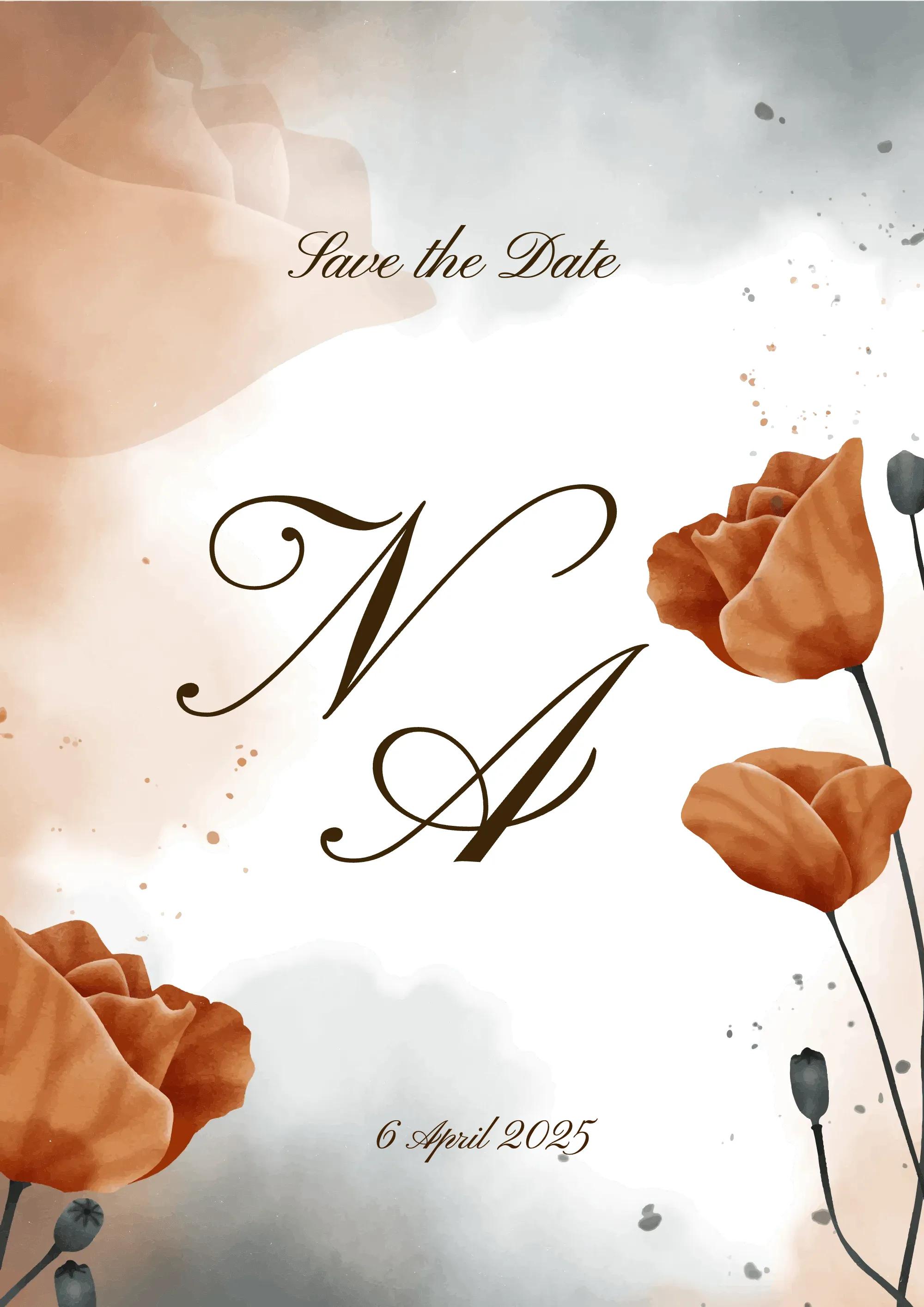 Plantilla de invitación digital Orange Flower