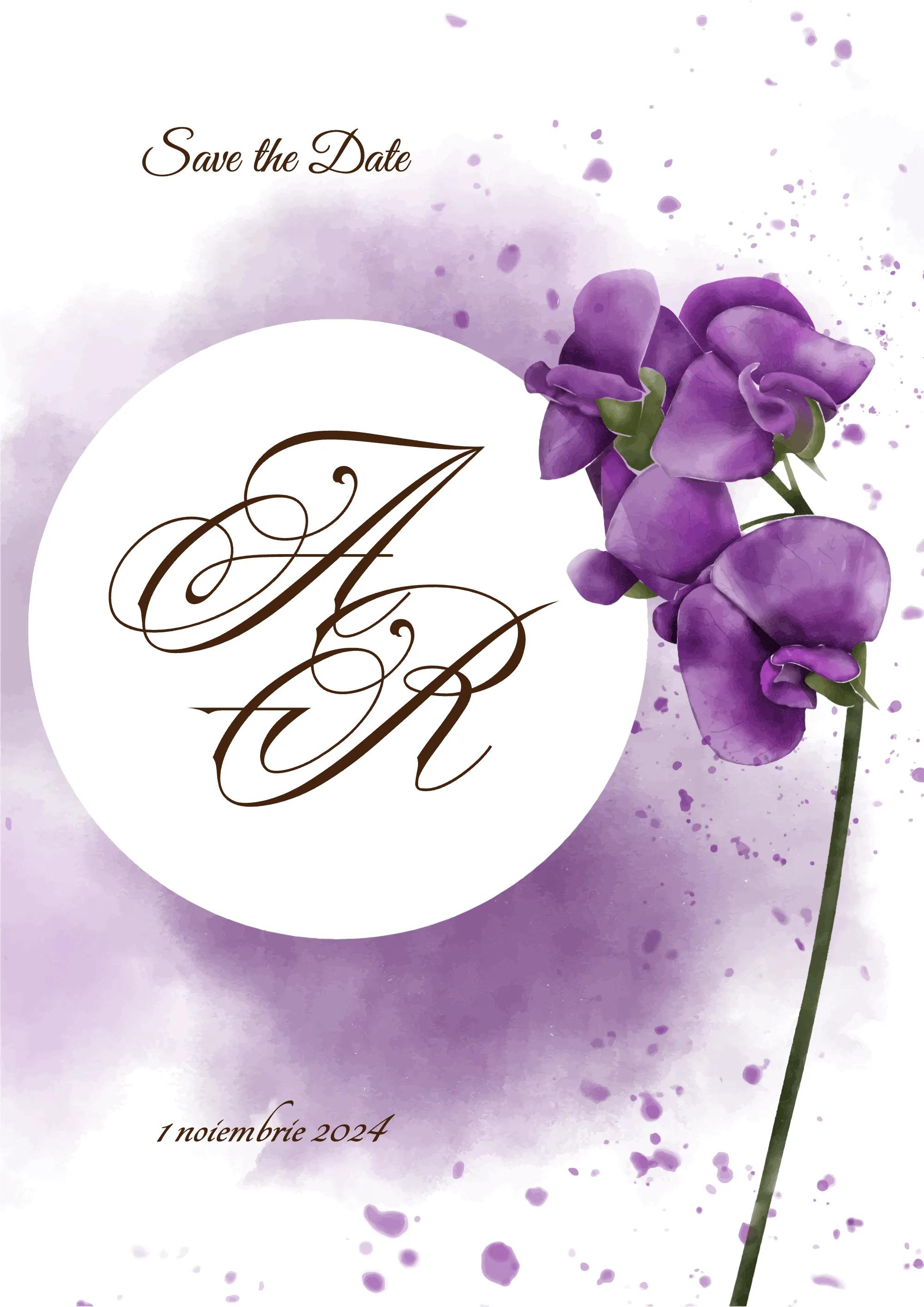 Model de invitație digitală Purple Orchid