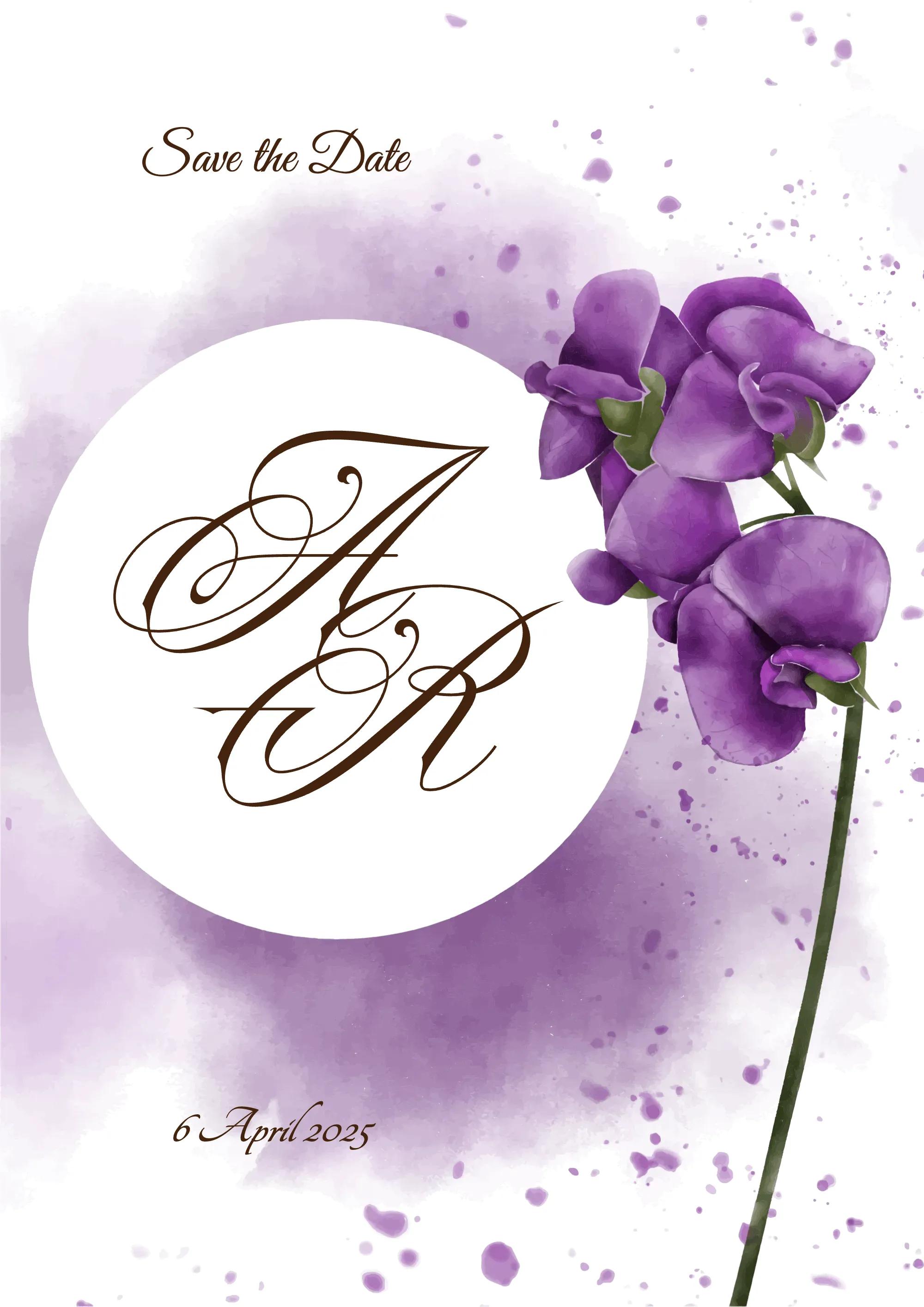 Plantilla de invitación digital Purple Orchid