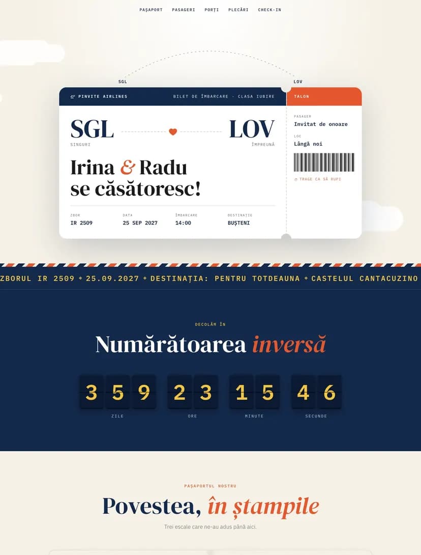 Boarding Pass — Wedding on Board digital invitation template