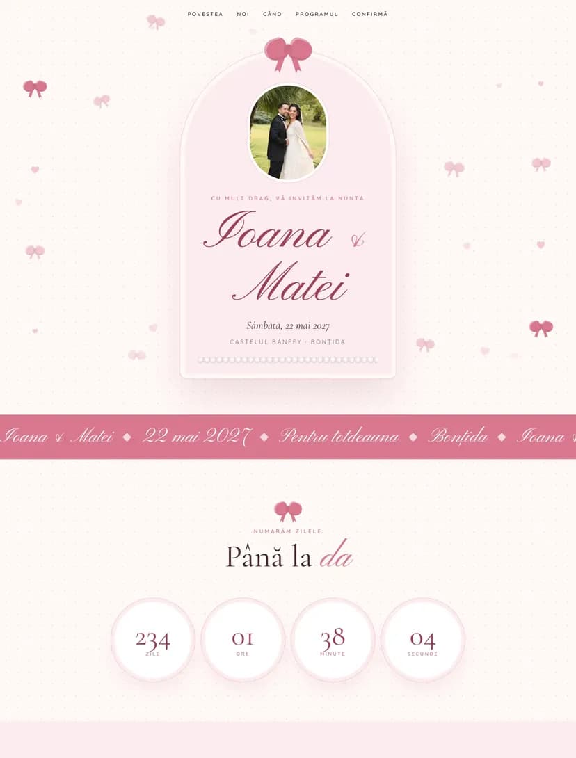 Coquette — Bows & Pearls digital invitation template