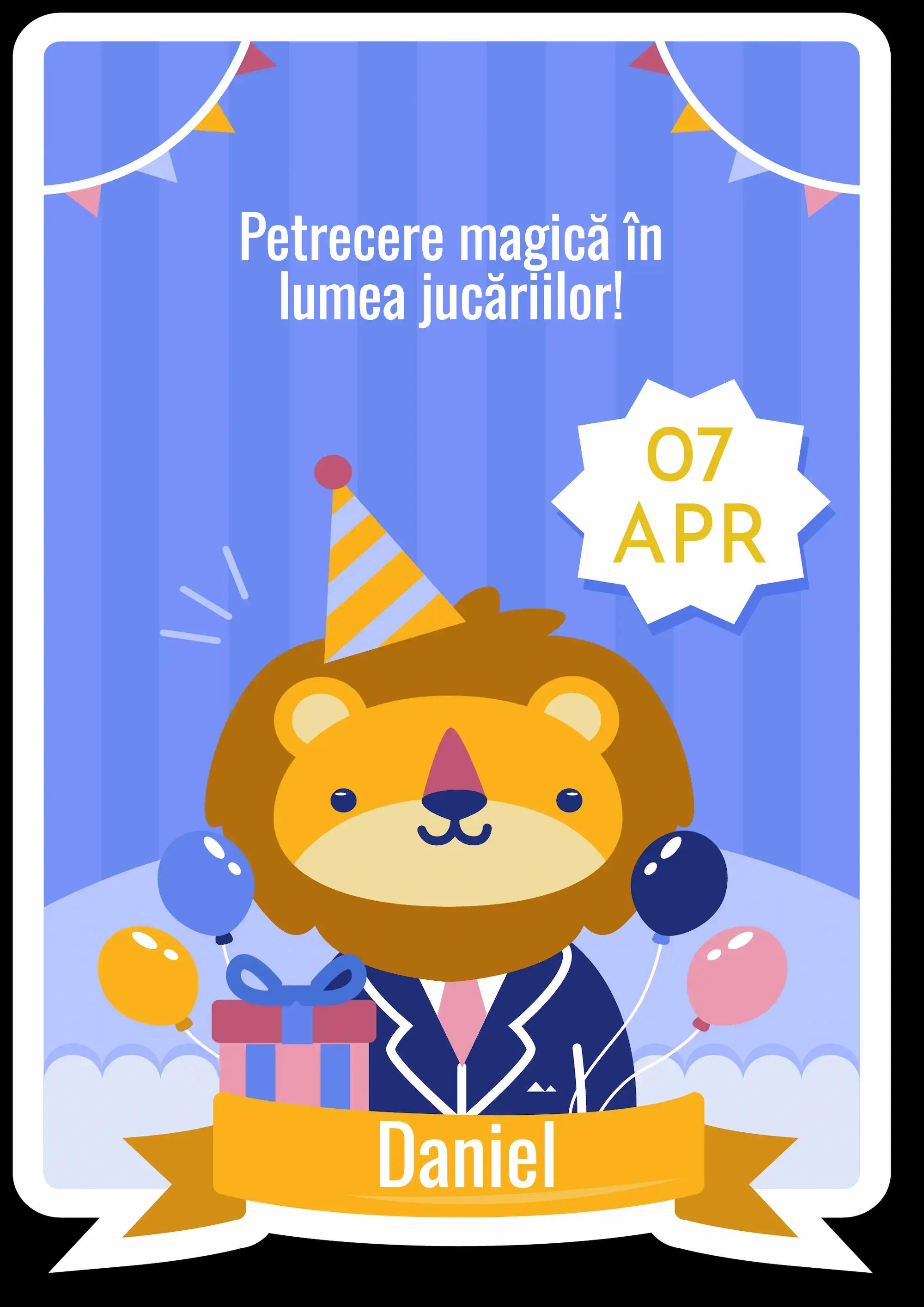 Model de invitație digitală Ursuleț Festiv