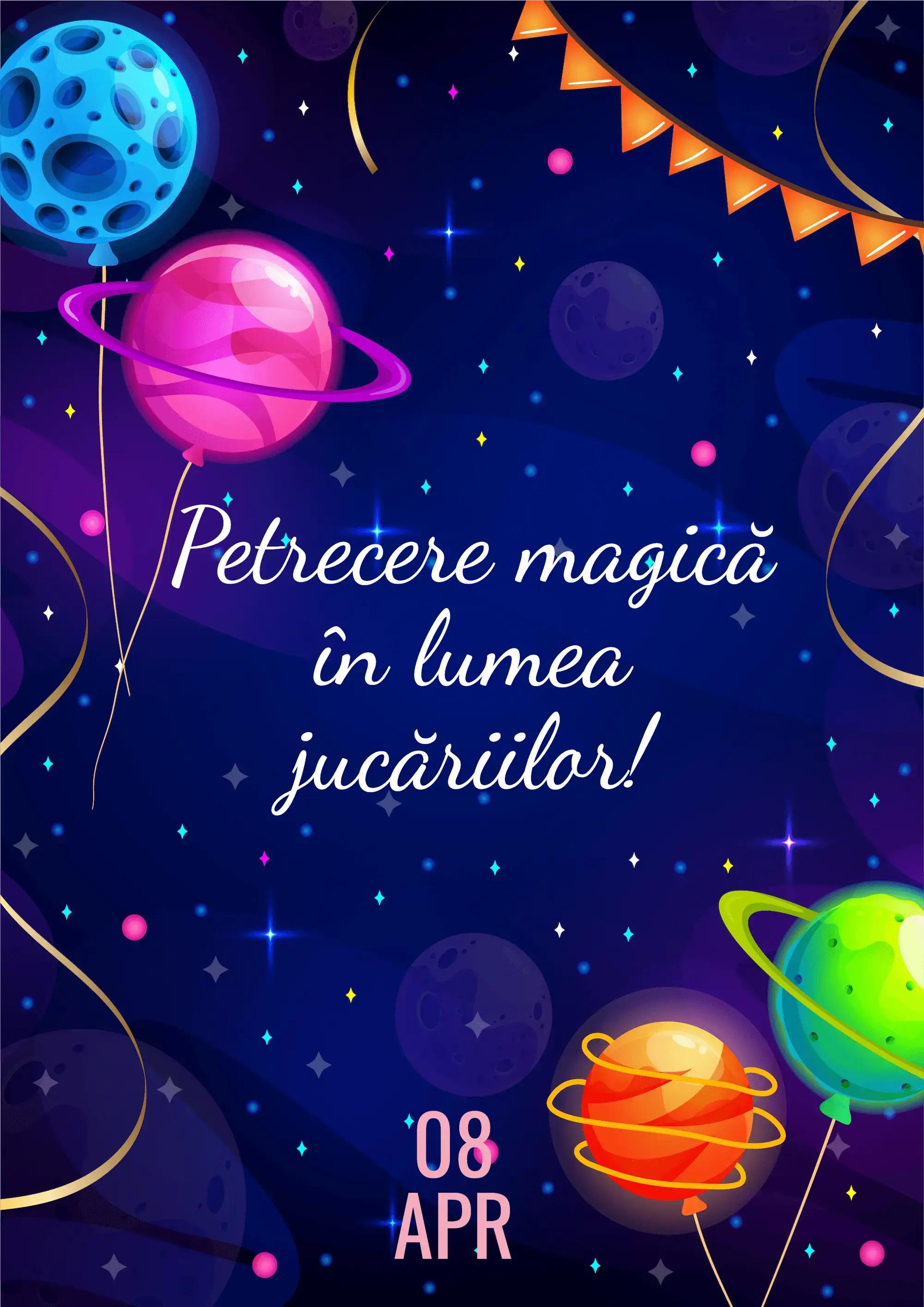 Model de invitație digitală Aventură Cosmică