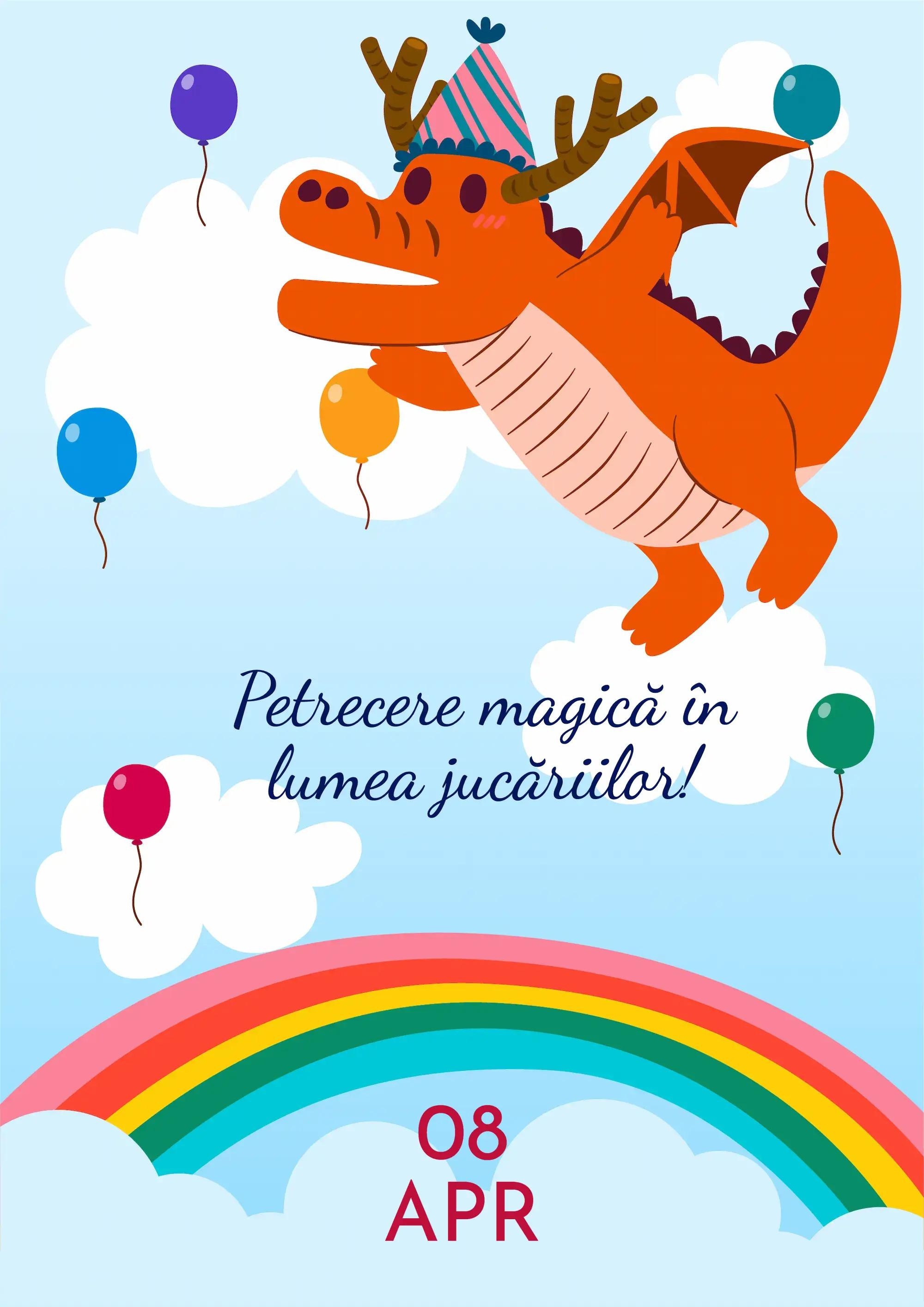 Model de invitație digitală Dino Festiv