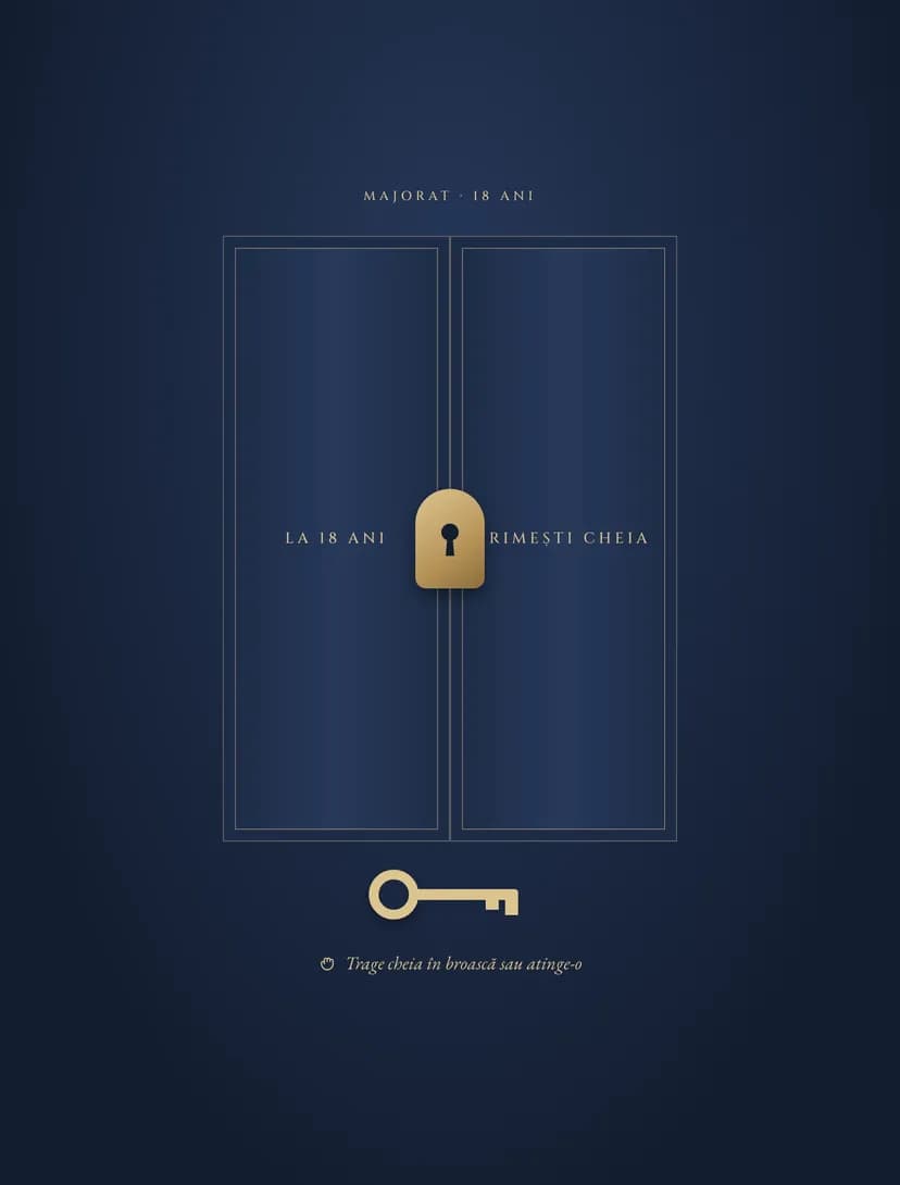 Online invitation, The Coming-of-Age Key design (18th birthday · Elegant navy)