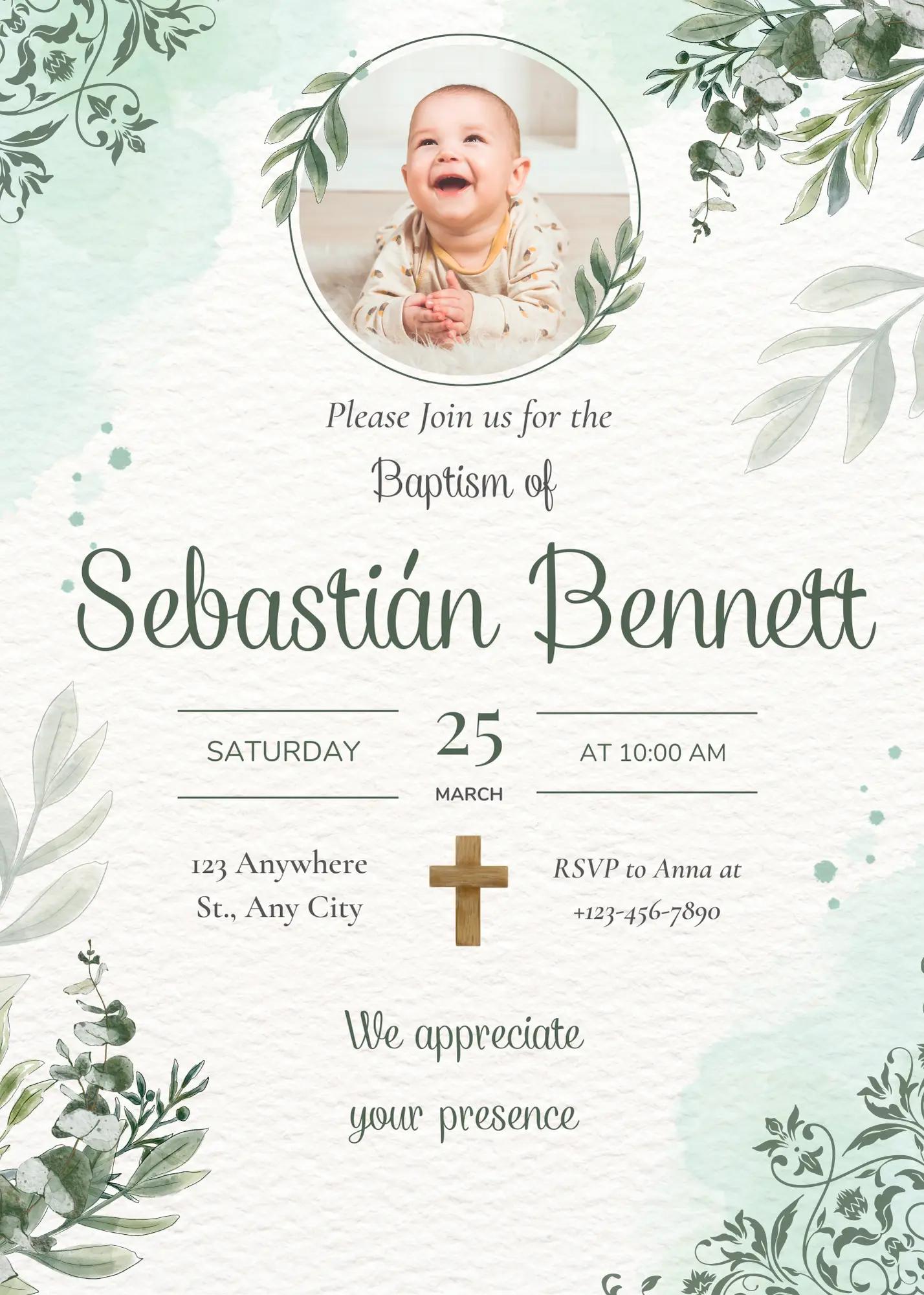 Model de invitație digitală Green Delicate Watercolor