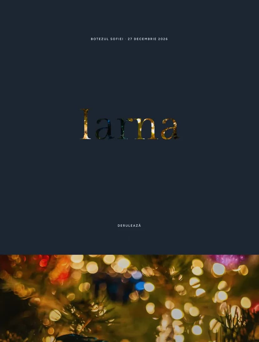 Invitație de botez online, modelul Poveste de iarnă (Luminos și festiv)