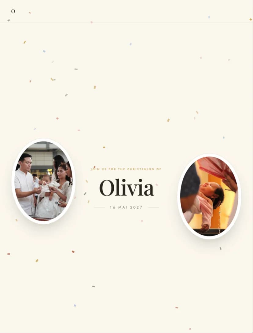 Invitație de botez online, modelul Festiv (Culori de sărbătoare)