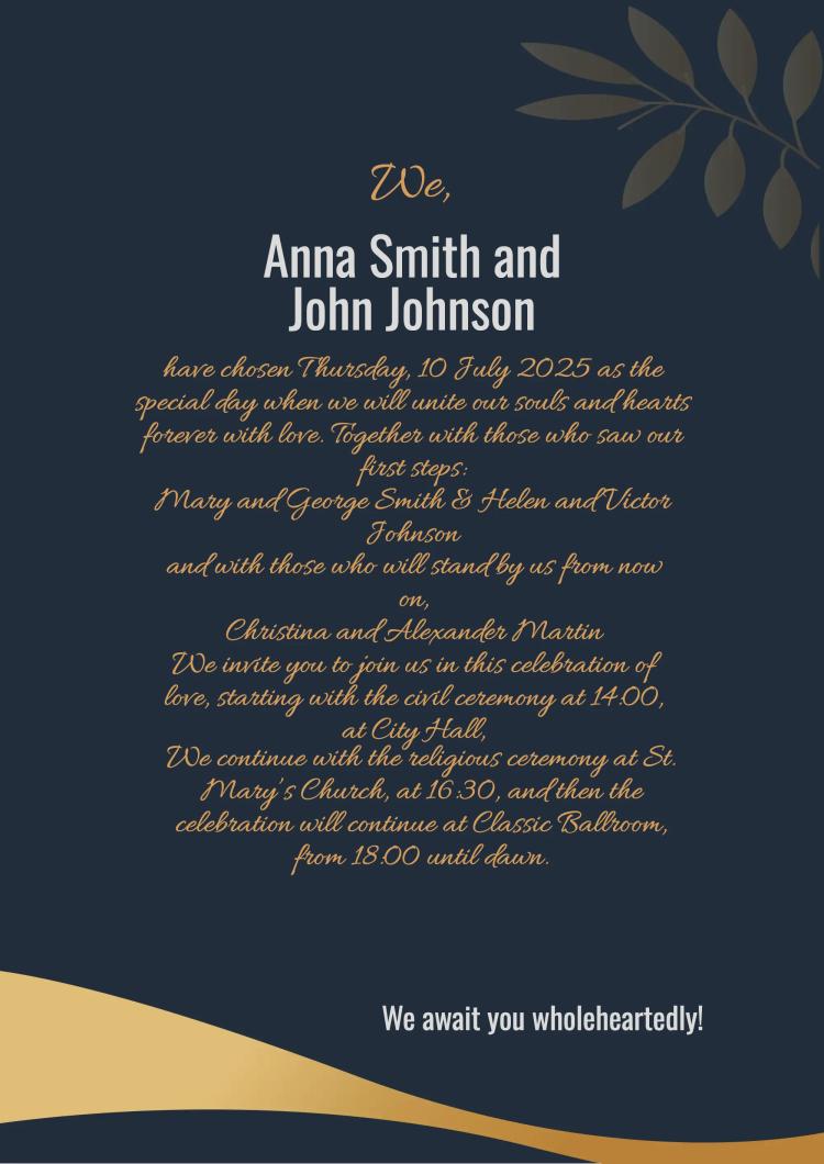 Invitation Gilded Love