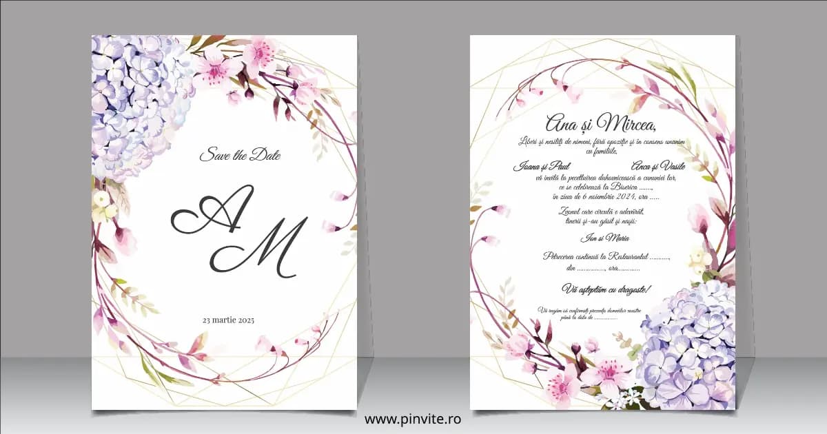 Descubre la elegancia de la invitación 'Hydrangea Harmony' para tu boda