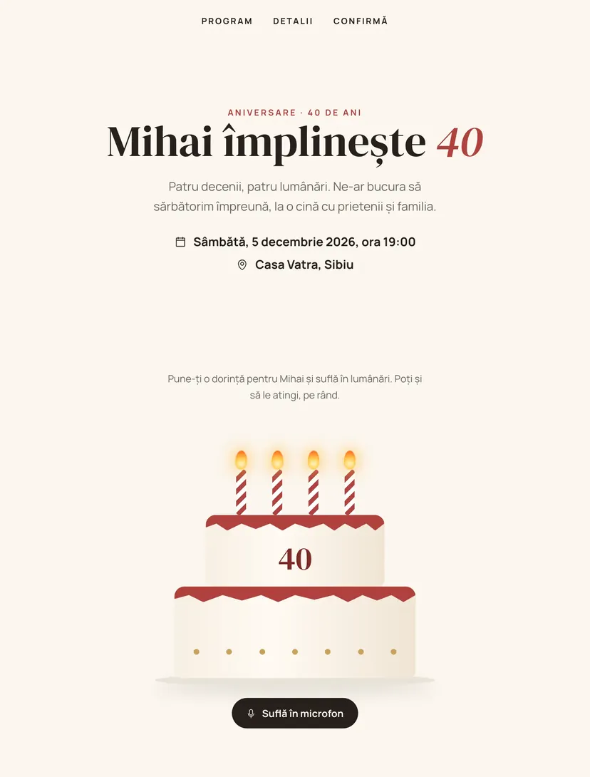 Mobile preview — Cake & Candles design