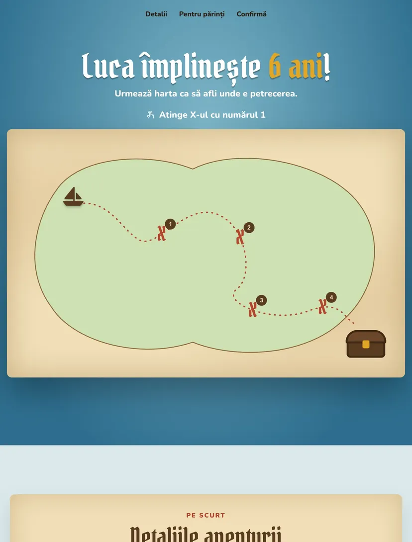 Mobile preview — Treasure Map design